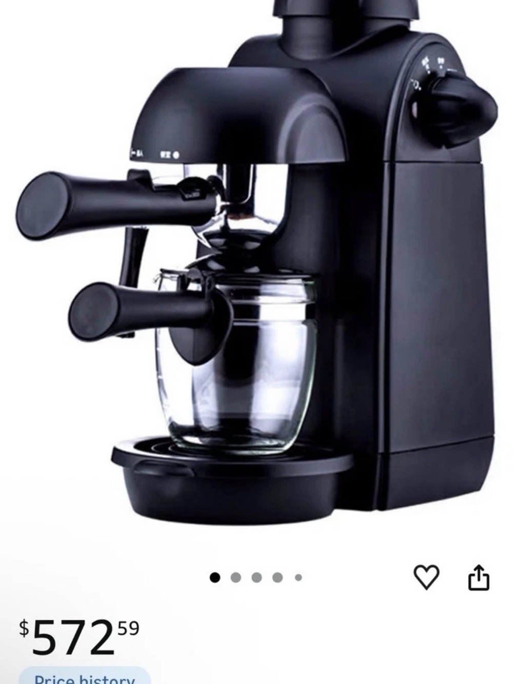 Black Espresso Coffee Machine with Glass Carafe
